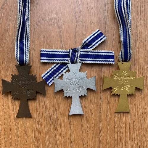 Third Reich German WW2 mother`s cross (full set)