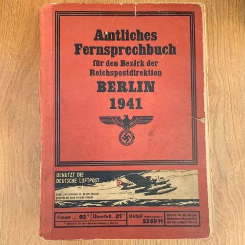 Rare WW2 Third Reich 1941 Berlin Phone book.