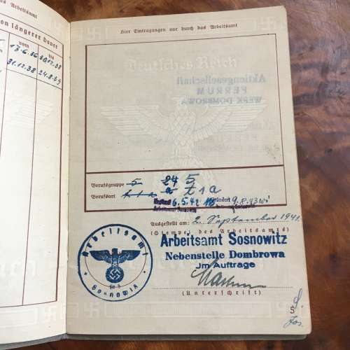 Third Reich Arbeitsbuch employment identification book.