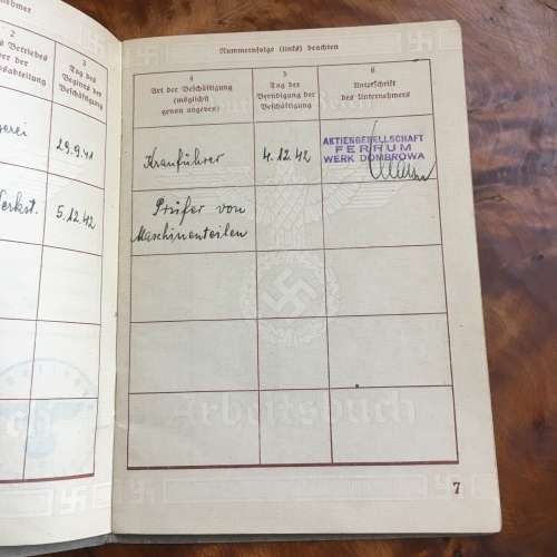 Third Reich Arbeitsbuch employment identification book.