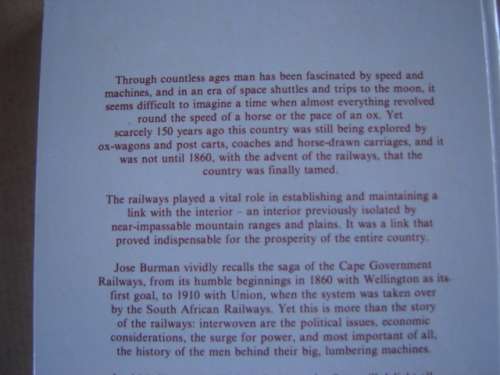 Jose Burman Early Railways at the Cape