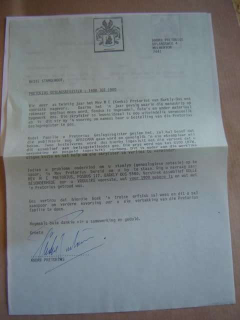 Pretorius oor drie eeue  through three centuries  1600 - 1900