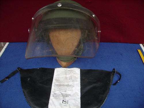 A S.A.D.F.EXPLOSIVE-LAND MINE HELMET COMPLETE WITH PROTECTIVE VISOR COVER.
