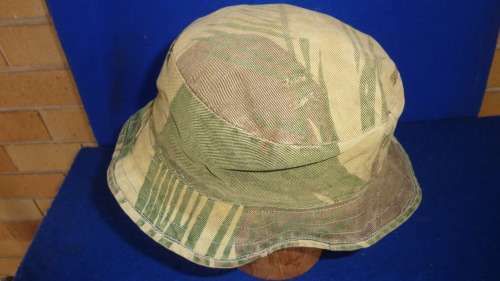 3) A RHODESIAN ARMY CAMO -REVERSABLE BUSHHAT-WORN BY MEMBER OF RLI.-GOOD CONDITION-LOW START!