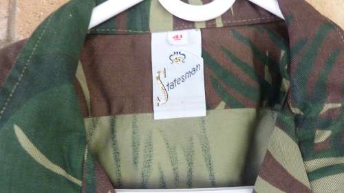 7C) AN ORIGINAL- RHODESIAN S/SLEEVE CAMO SHIRT WITH CORPORAL STRIPE & ARMY LABEL-AS NEW-NEVER WORN