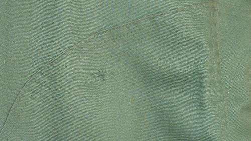 5) 1970'S RHODESIAN ARMY- TROUSER-OLIVE DRAPE-DUX MANUFACTURER-GOOD CONDITION.