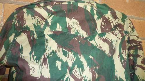 7) A PORTUGEUSE/ CUBAN- CAMO (LIZARD PATTERN)-LOG SLEEVE SHIRT-PRE 1994-AS NEW-LOW START!
