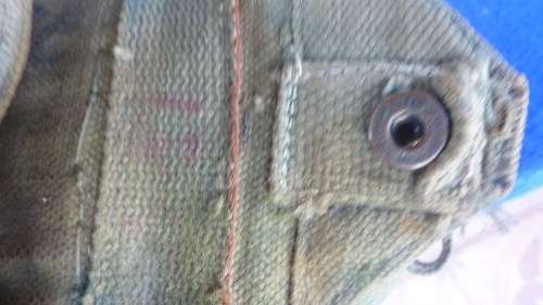 4) A RHODESIAN HAND PAINTED CAMO 7.62 AMMO CHEST RIG-MODIFIED FROM A CHINESE PATT63-USED SOLDIER RLI