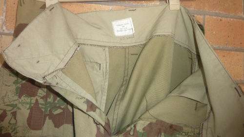6) A PAIIR OF ORIGINAL KOEVOET CAMO TROUSER WITH CAMO BUTTONS-MEDIUM-GOOD CONDITION-LOW START!