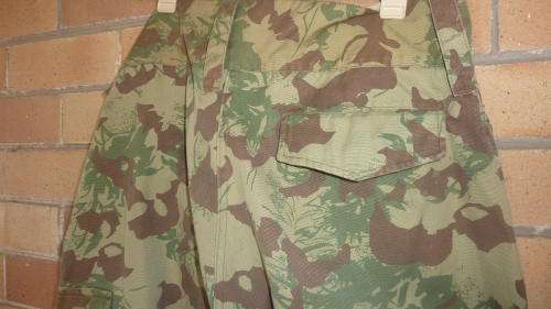 6) A PAIIR OF ORIGINAL KOEVOET CAMO TROUSER WITH CAMO BUTTONS-MEDIUM-GOOD CONDITION-LOW START!