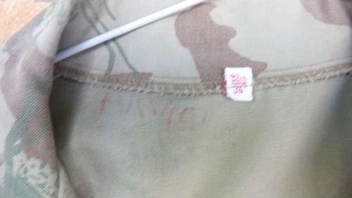 8) A PRE 1994 SOUTH AFRICAN POLICE-CAMO-ZIP UP-WORK OVERALL-TOP-92 CM / 36-SLIGHT FADE-LOW START