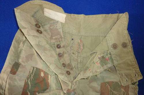 SWAPOL-BATTLEWORN SHORTS-HAS FIELD REPAIR-WAIST-RULER 38CM LOW START