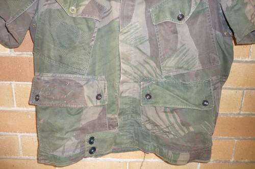 1)RHODESIAN BUSH JACKET-CUT TO PREFERENCE-SHORT SLEEVE`S and DYED DARKER-MEDIUM IN SIZE-LOW START!