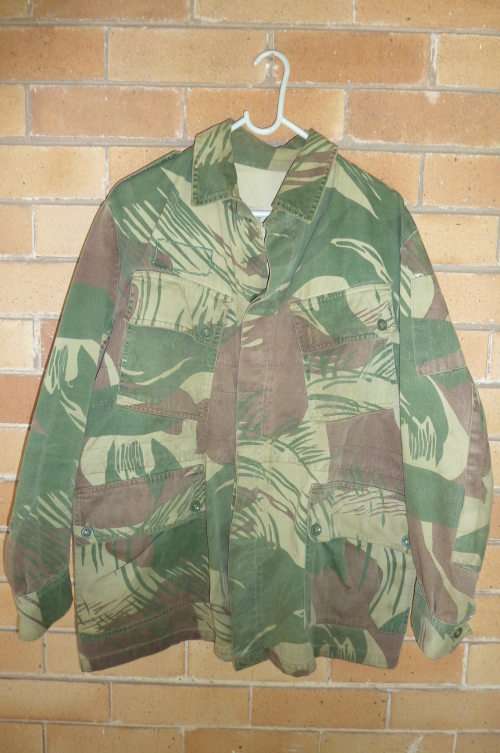 2) RHODESIAN ARMY CAMO (BRUSHSTROKE )-BUSH JACKET-MEDIUM-GOOD CONDITION-LOW START!