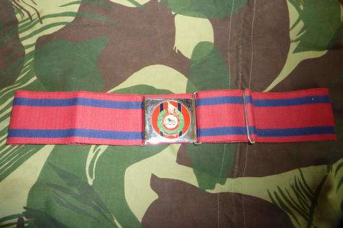 1) RHODESIAN CORPS OF ENGINEERS-COMPLETE STABLE BELT WITH ENAMEL BUCKLE BADGE-LOW START!
