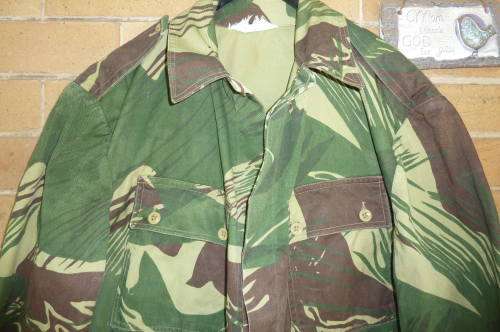 2) AN ORIGINAL RHODESIAN  ARMY (-BRUSHSTROKE)  CAMO BUSH JACKET-GOOD CONDITION- XL OR POSS XXL