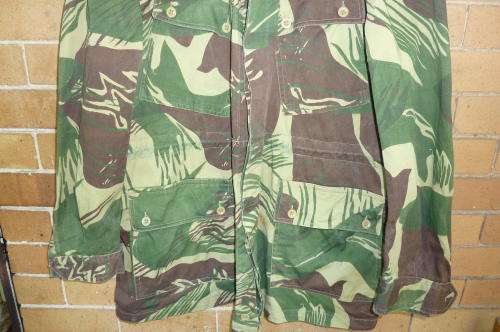 2) AN ORIGINAL RHODESIAN  ARMY (-BRUSHSTROKE)  CAMO BUSH JACKET-GOOD CONDITION- XL OR POSS XXL