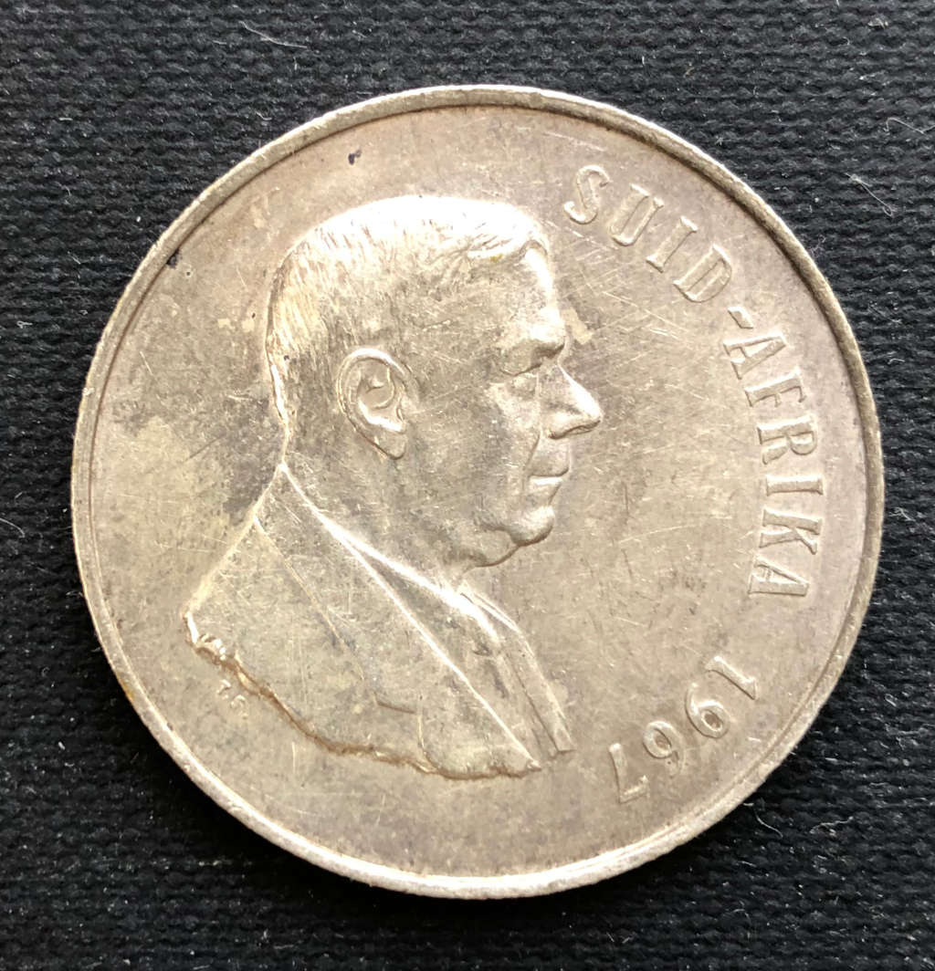 SOUTH AFRICAN SILVER R1 AFRIKAANS (2) ENGLISH (1) 1967