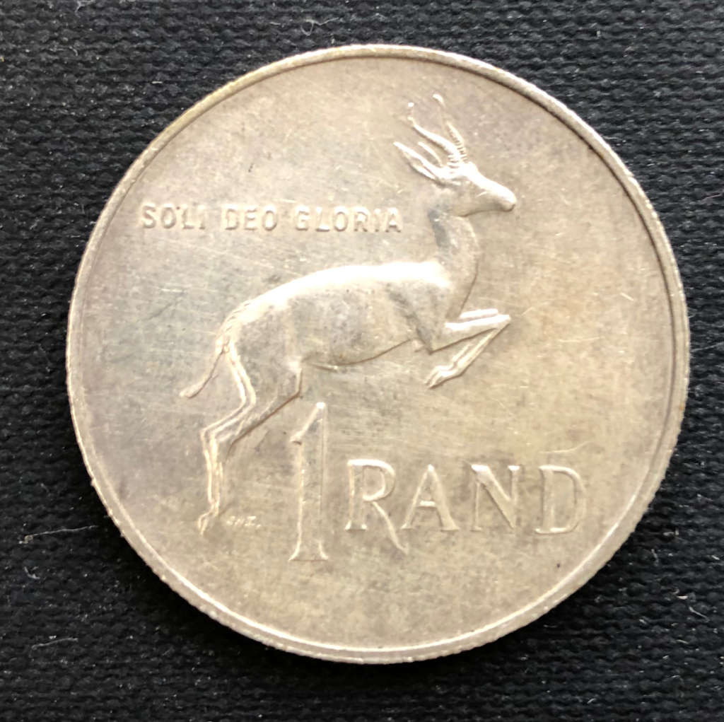 SOUTH AFRICAN SILVER R1 AFRIKAANS (2) ENGLISH (1) 1967