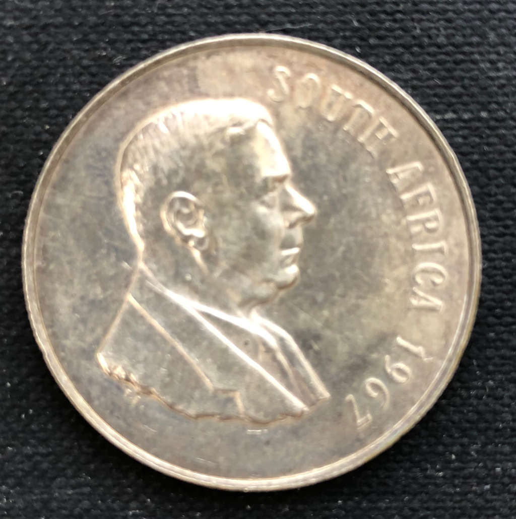 SOUTH AFRICAN SILVER R1 AFRIKAANS (2) ENGLISH (1) 1967