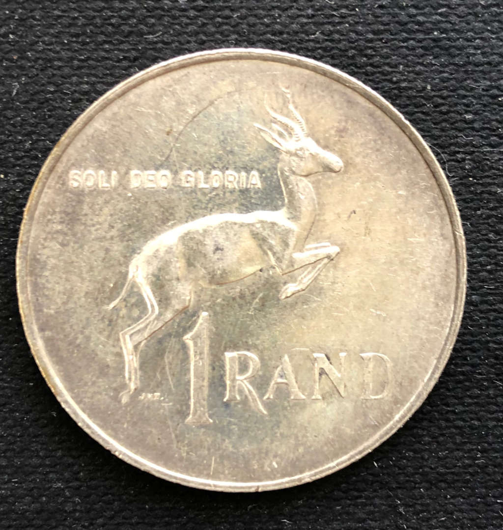 SOUTH AFRICAN SILVER R1 AFRIKAANS (2) ENGLISH (1) 1967