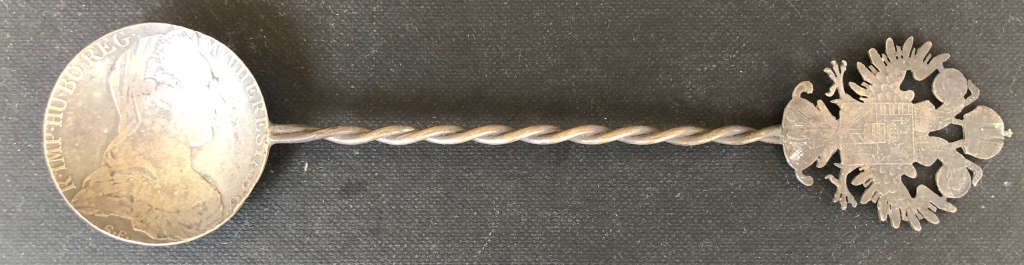 SILVER COIN AUSTRIA QUEEN MARIA THERESIA SPOON LATE 1700`S