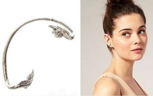 Silver Alloy Leaf Flowers Ear Cuff