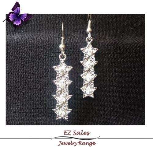 Star Rhinestone Drop Earrings - Clear