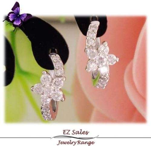 Zircon Flower Hoop Earrings