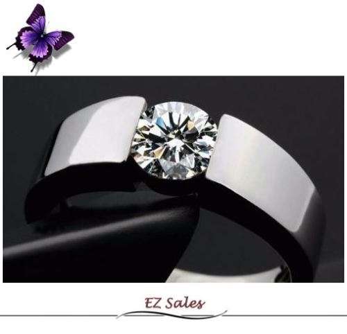 Single Stone Silver band (Size 7)