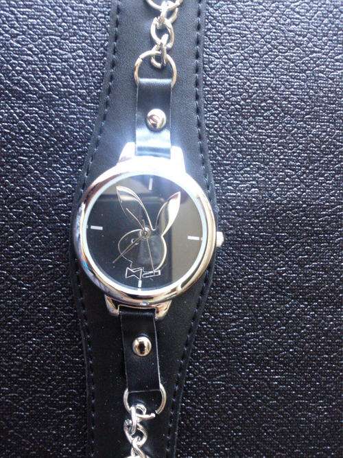 New Cute Playboy Quartz Wrist Watch  - Black