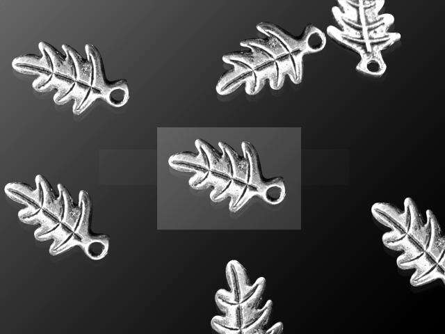 Tibetan Silver Leaf Charm x 10