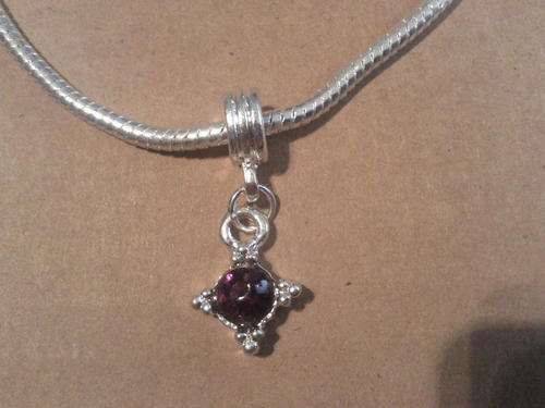 Sterling Silver Purple pendant on Snake Chain Bracelet