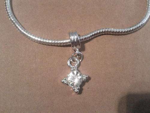 Sterling Silver Clear pendant on Snake Chain Bracelet