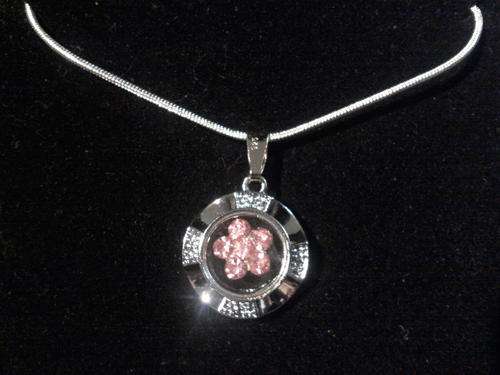 Pink Sterling Silver Pendant & 56cm Snake Chain