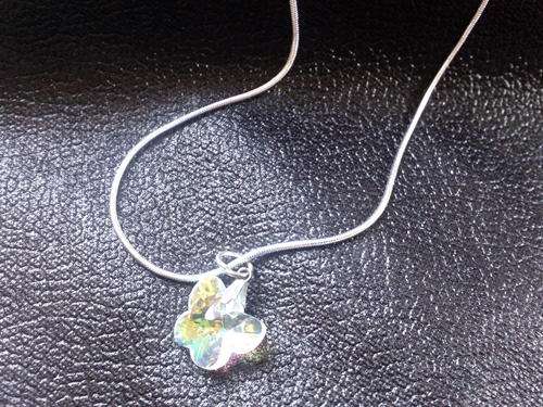 Clear Butterfly Immitation Swarovski Crystal Pendant  & 61cm, 1mm chain
