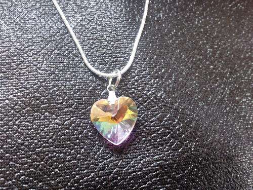 Pink Heart Swarovski Crystal Pendant & 56cm, 1mm chain