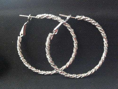 Silver Twisted Hoop Earrings