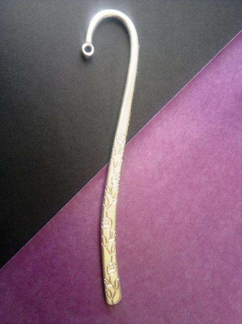 Silver Metal Bookmark - Flowers