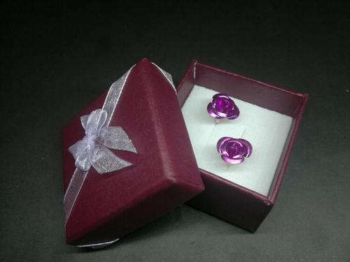 Aluminium Rose Studs - Dark Pink