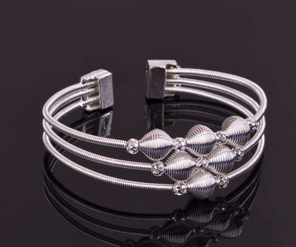 Silver Honeycomb Bangle