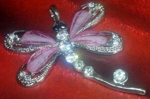 Silver Dragonfly Crystal Pendant