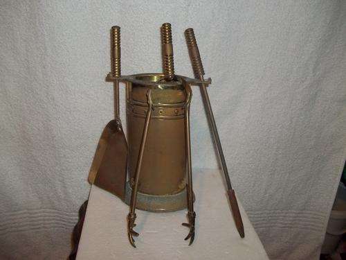 Old solid brass fireside tools (nice and heavy)