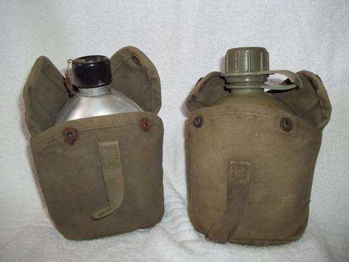 2 X VERY OLD SADF WATER BOTTLES IN  CANVAS BAG