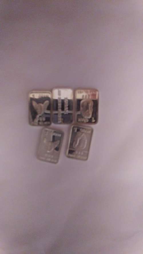 hard to find 1g fine silver bars 5of them
