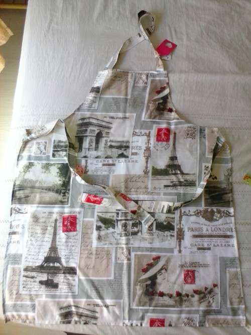 French print apron, new