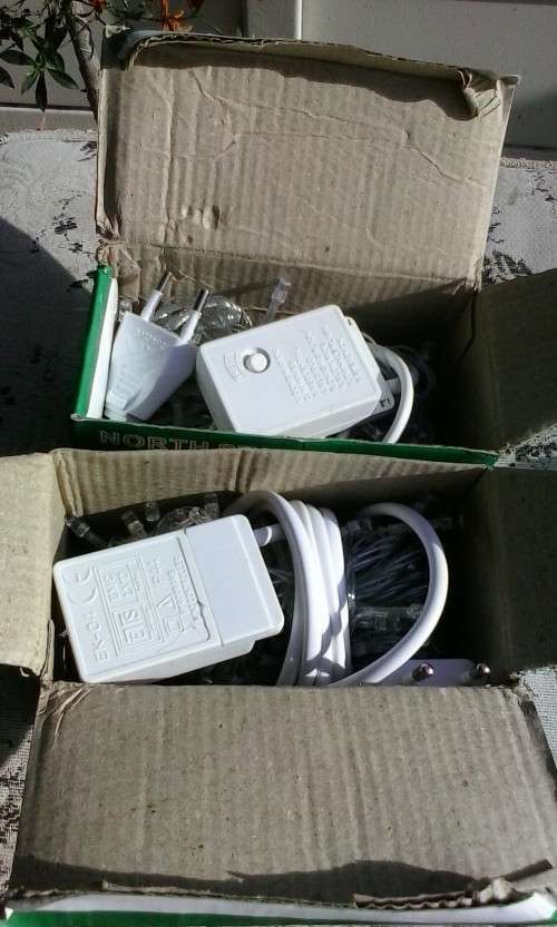 LED fairy lights, electric, 100 lights, multicolour, various settings for flashing, etc. New in box