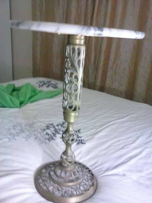 Marble topped side table with brass stand 43cm high