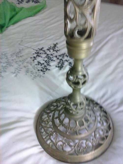 Marble topped side table with brass stand 43cm high