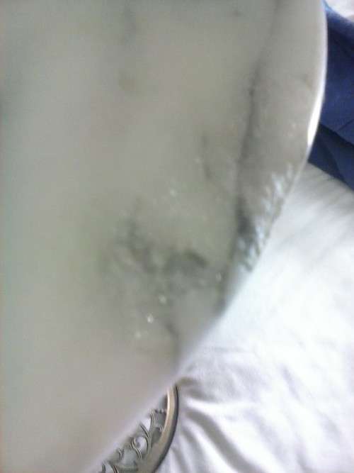 Marble topped side table with brass stand 43cm high